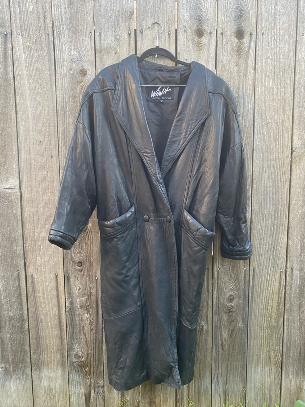 Authentic  Late 1980s /Early 1990s—Butter-Soft Black Leather Midi Trench Coat